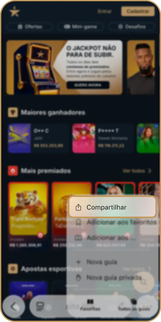 Abra o Safári para continuar as etapas de como instalar o aplicativo Estrela Bet no iOS.
