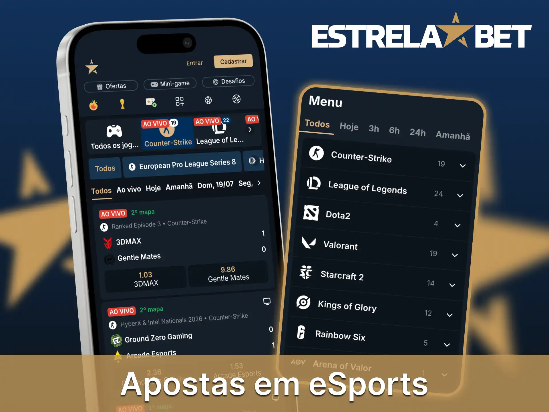 Aposte nos seus times e partidas de eSports favoritos na Estrela Bet.