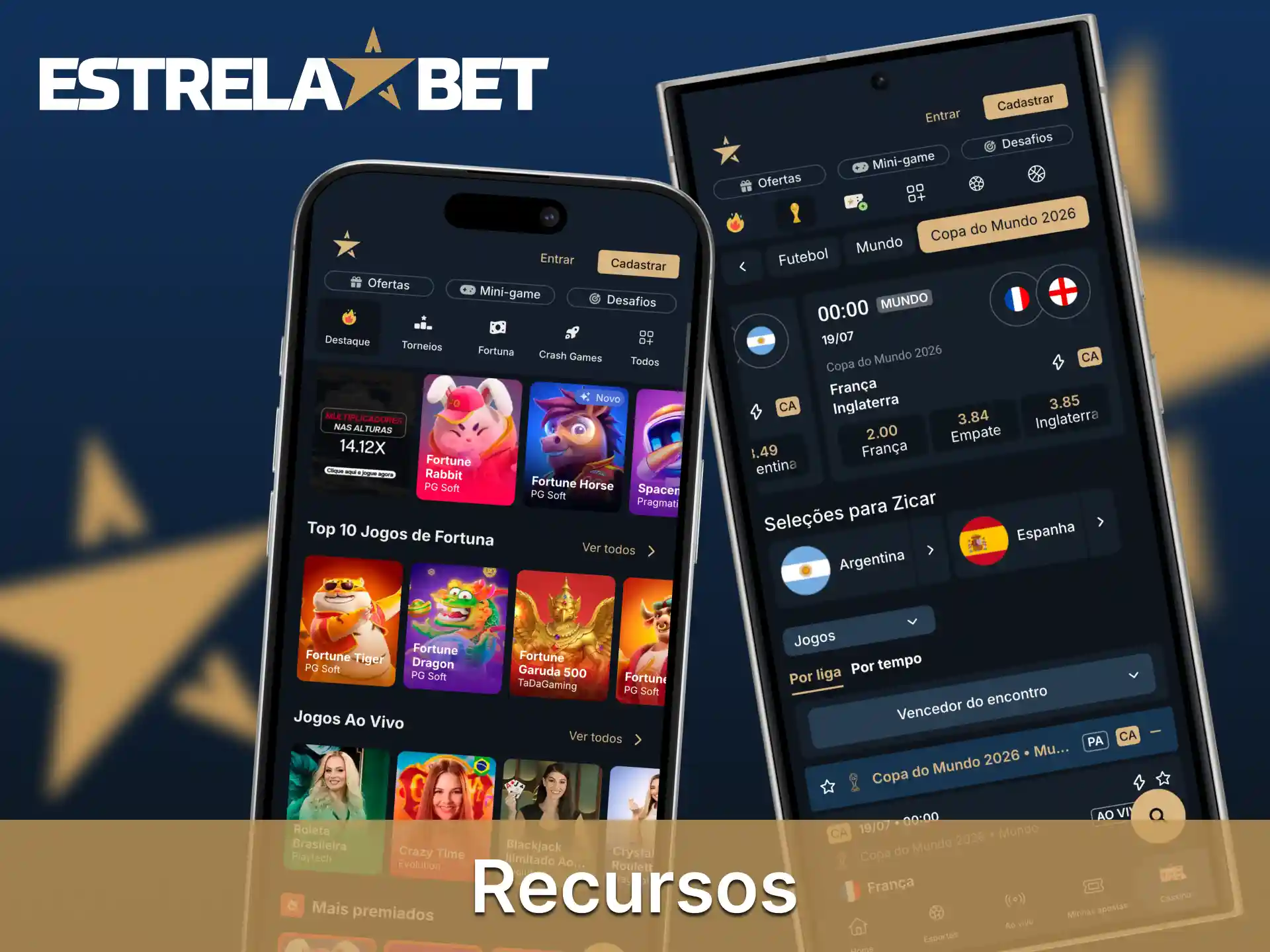 Confira os principais recursos disponíveis no aplicativo da Estrela Bet.
